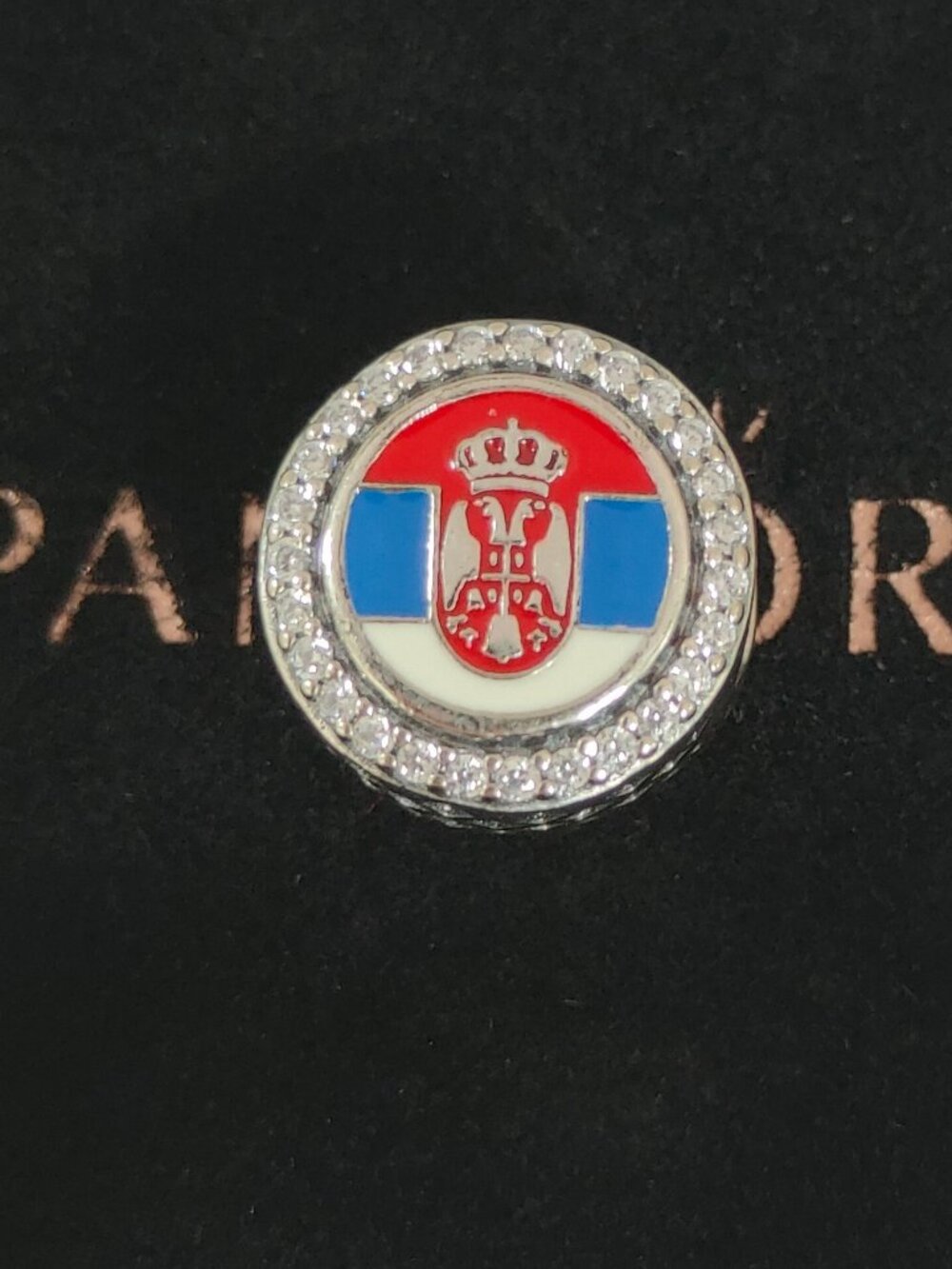 Pandora Serbia Flag Charm Bead Travel Pendant S925 Silver with box